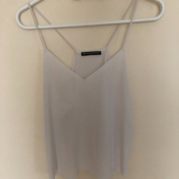 Brandy Melville Flowy White V Neck Tank Top - Picture 1 of 3